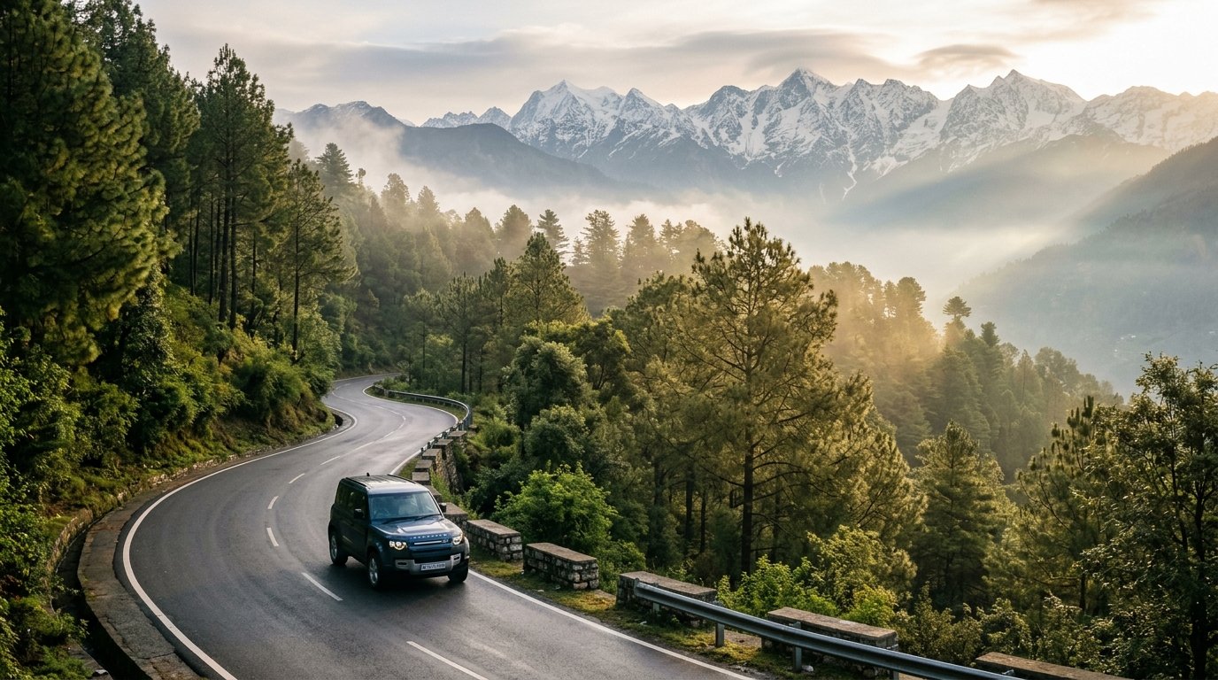 Himachal Mountain Road and Himalayan Peaks
